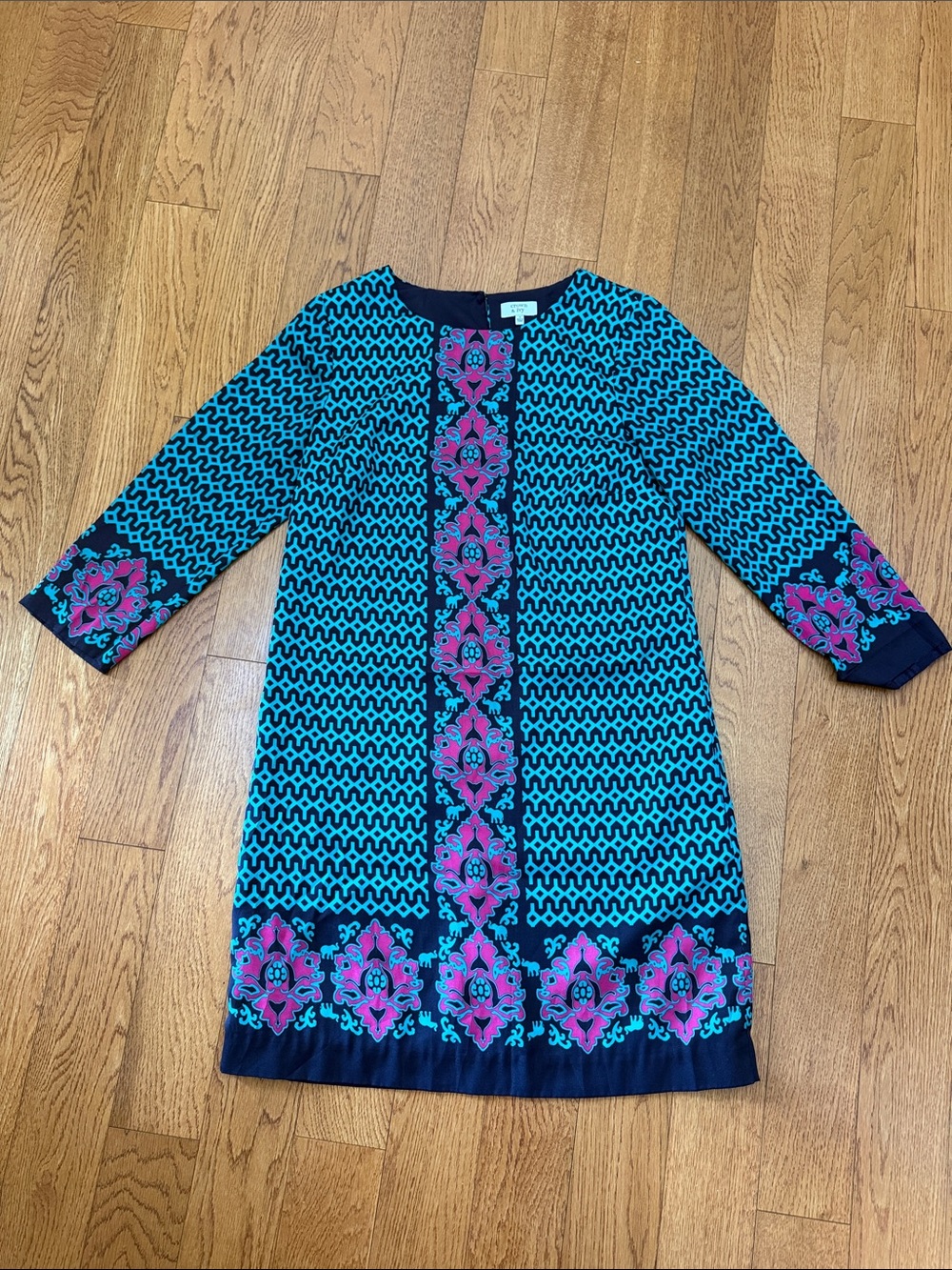 crown & ivy Teal and Pink Patterned Dress